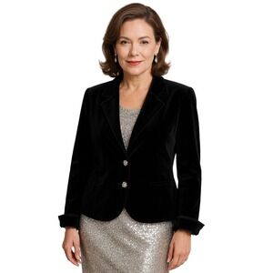 Old Navy Black Velvet Blazer Women XXL Rhinestone Buttons Holiday NYE Going Out